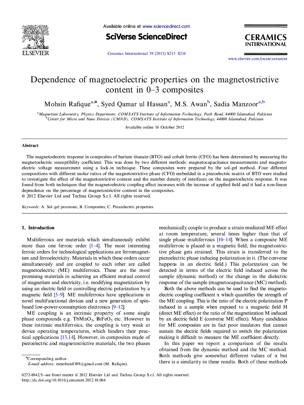 Dependence of magnetoelectric properties on the magnetostrictive content in 0–3 composites