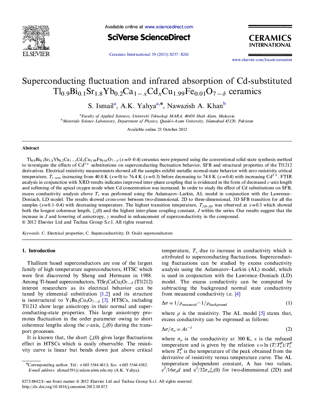 Superconducting fluctuation and infrared absorption of Cd-substituted Tl0.9Bi0.1Sr1.8Yb0.2Ca1−xCdxCu1.99Fe0.01O7−δ ceramics