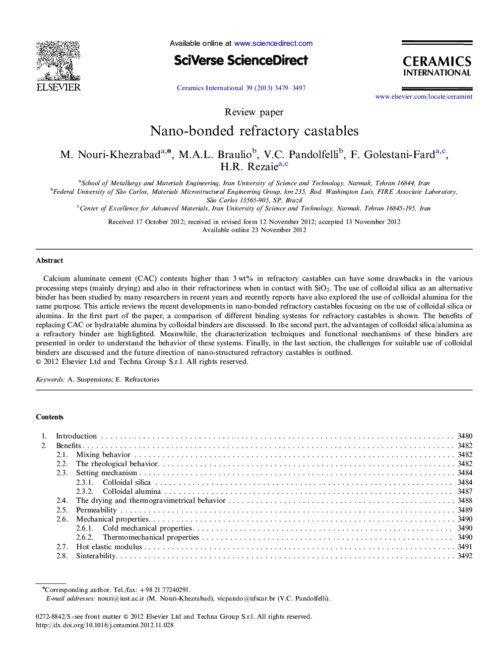 Nano-bonded refractory castables