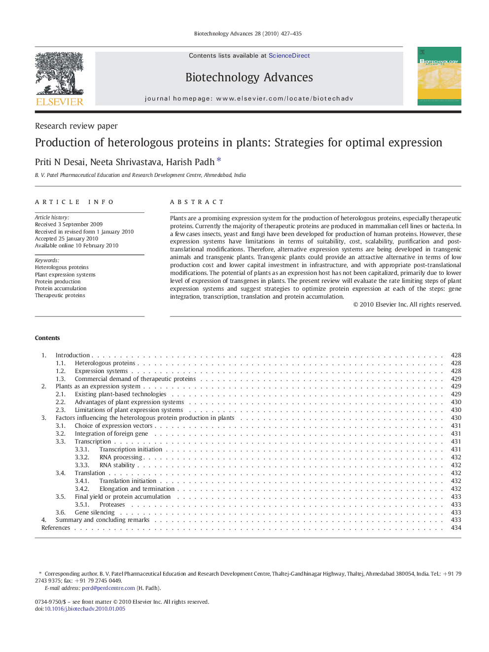 Production of heterologous proteins in plants: Strategies for optimal expression