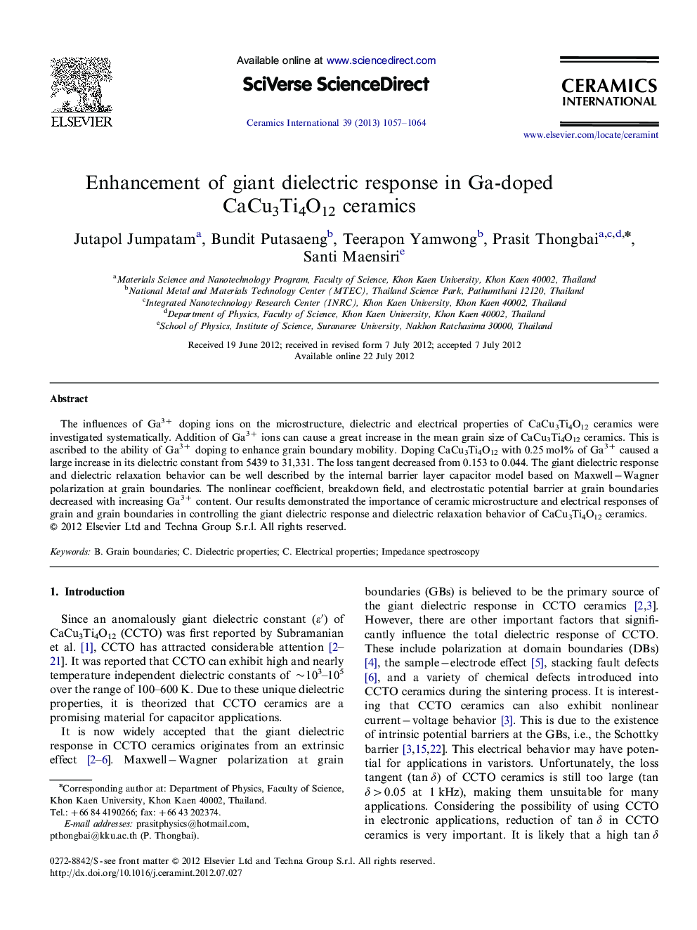 Enhancement of giant dielectric response in Ga-doped CaCu3Ti4O12 ceramics