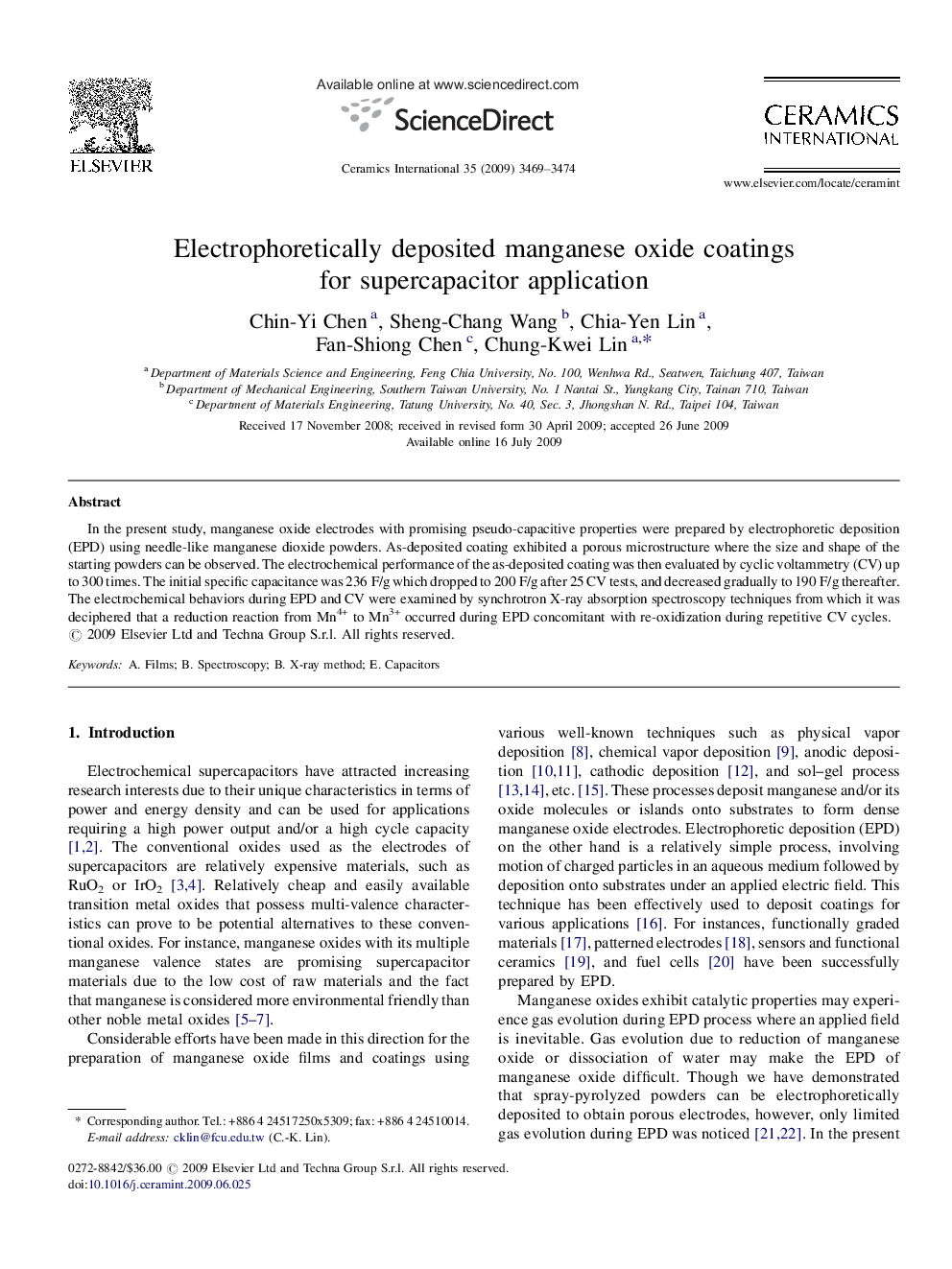 Electrophoretically deposited manganese oxide coatings for supercapacitor application