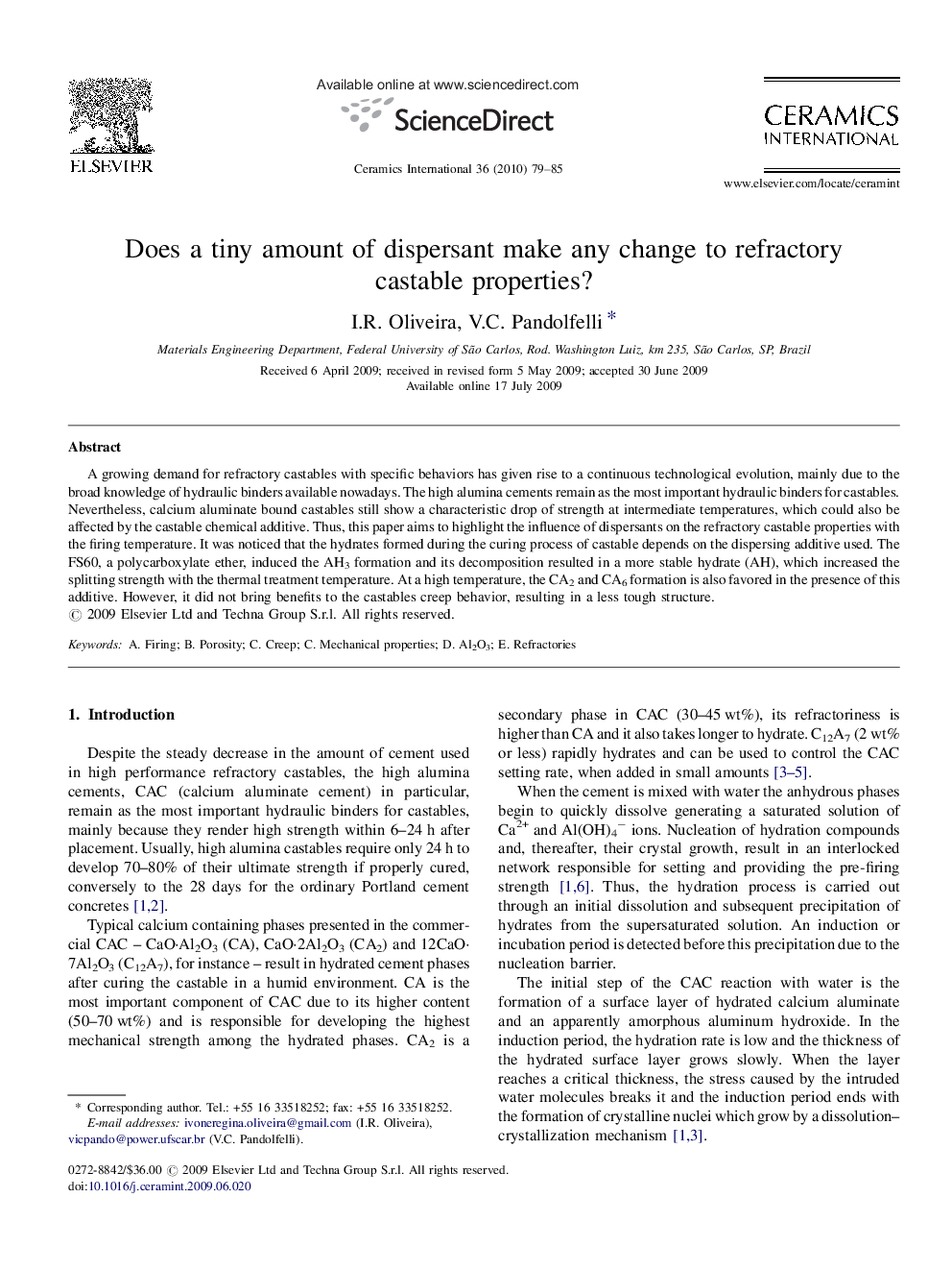 Does a tiny amount of dispersant make any change to refractory castable properties?