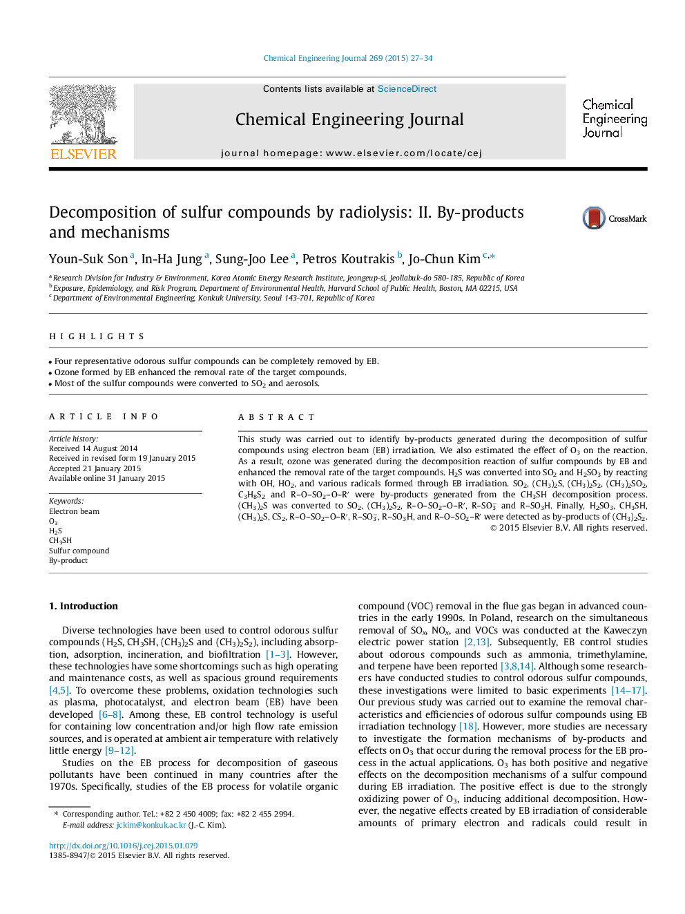 Decomposition of sulfur compounds by radiolysis: II. By-products and mechanisms