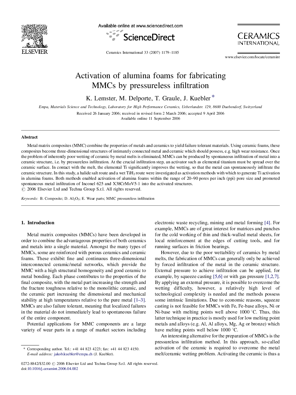 Activation of alumina foams for fabricating MMCs by pressureless infiltration