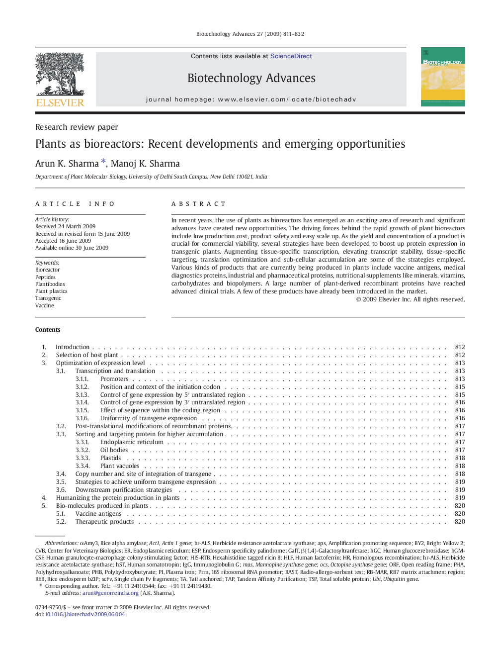 Plants as bioreactors: Recent developments and emerging opportunities