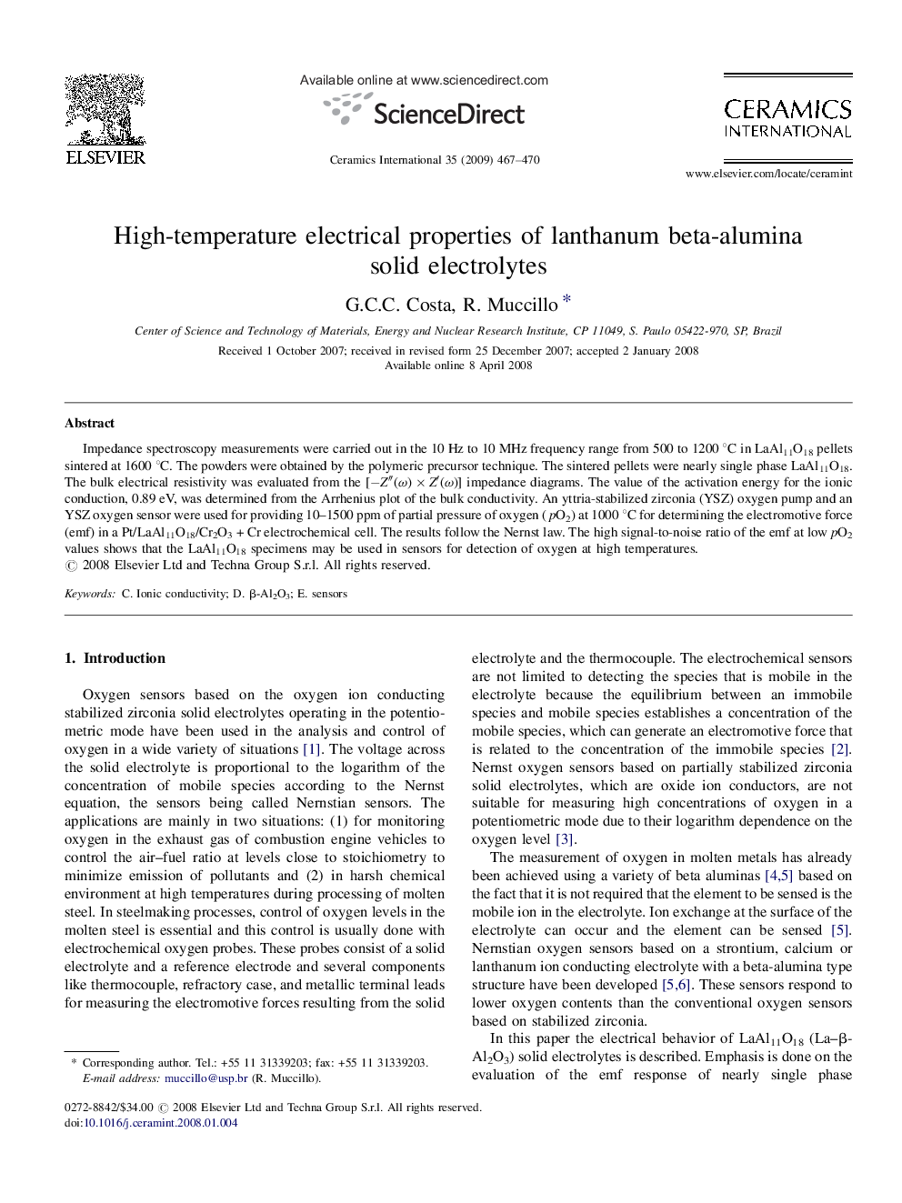 High-temperature electrical properties of lanthanum beta-alumina solid electrolytes