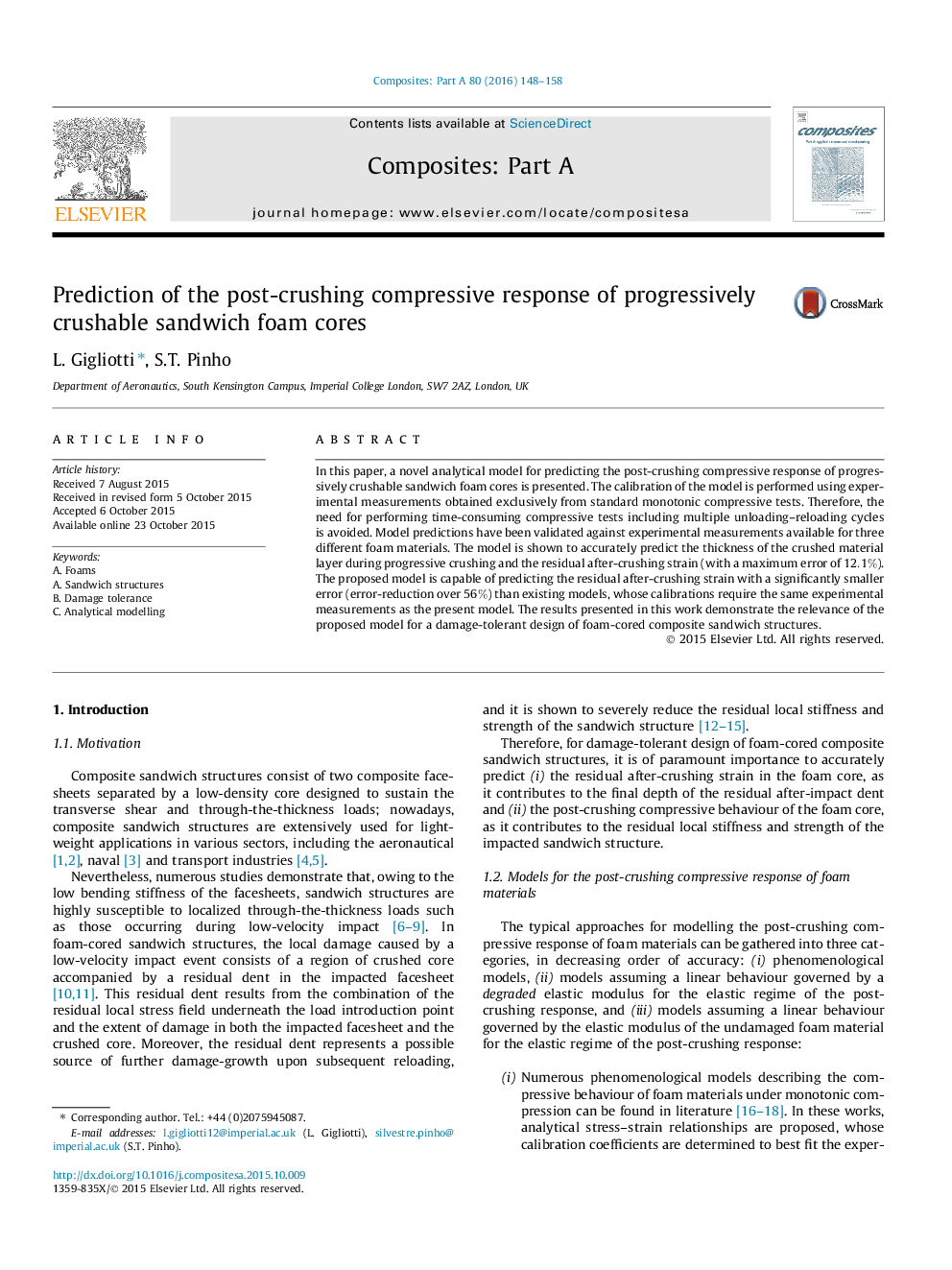 Prediction of the post-crushing compressive response of progressively crushable sandwich foam cores