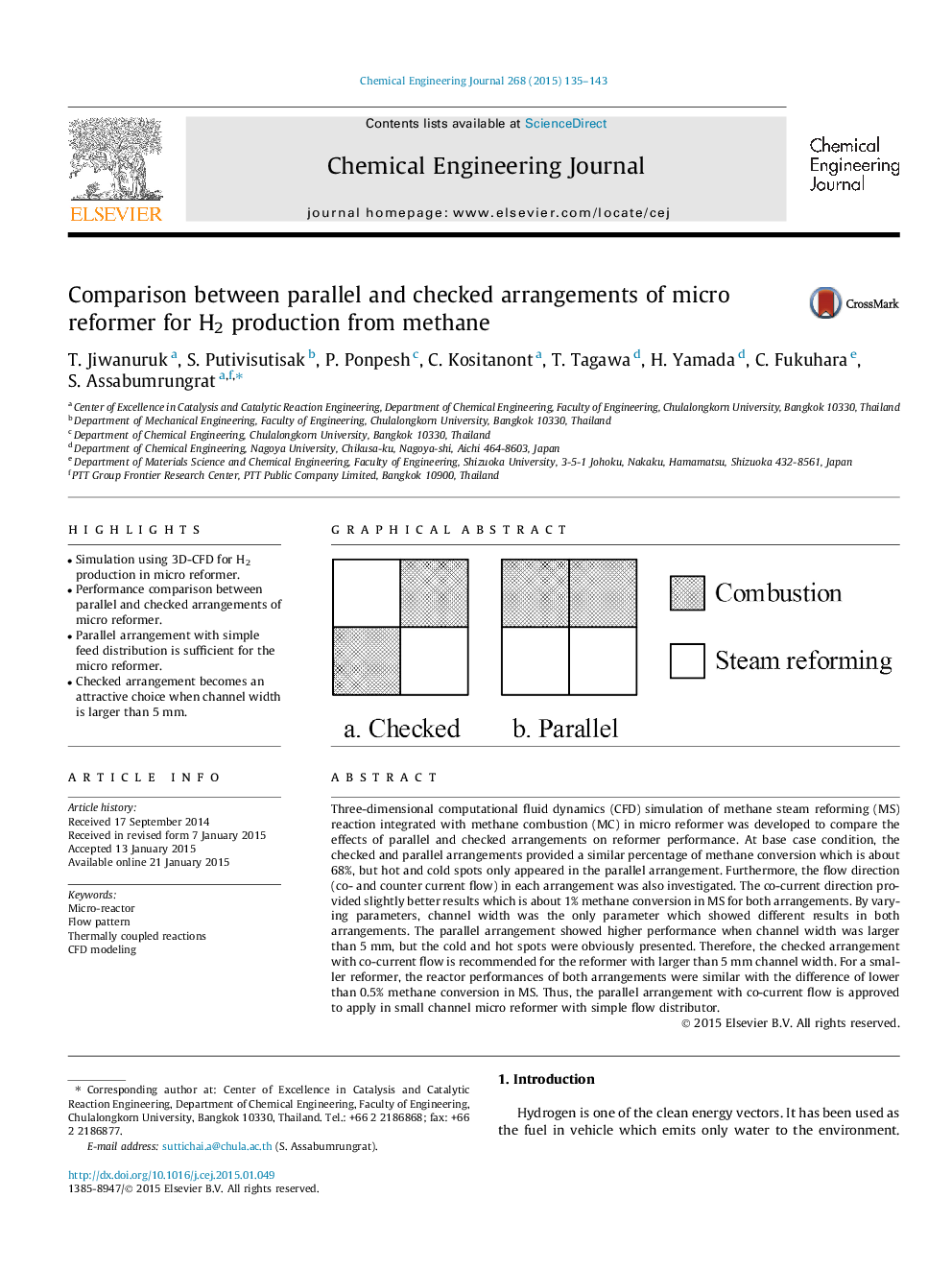 Comparison between parallel and checked arrangements of micro reformer for H2 production from methane