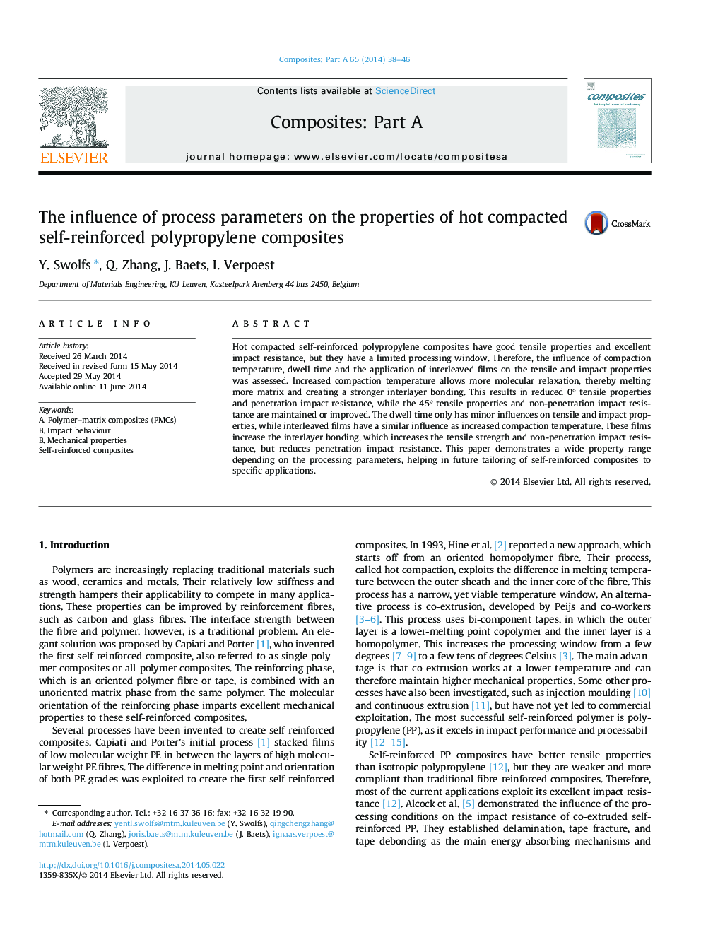 تأثیر پارامترهای فرآیند بر خواص کامپوزیت های پلی پروپیلن تقویت شده فشرده داغ 