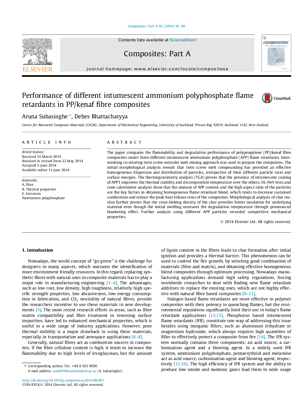 Performance of different intumescent ammonium polyphosphate flame retardants in PP/kenaf fibre composites