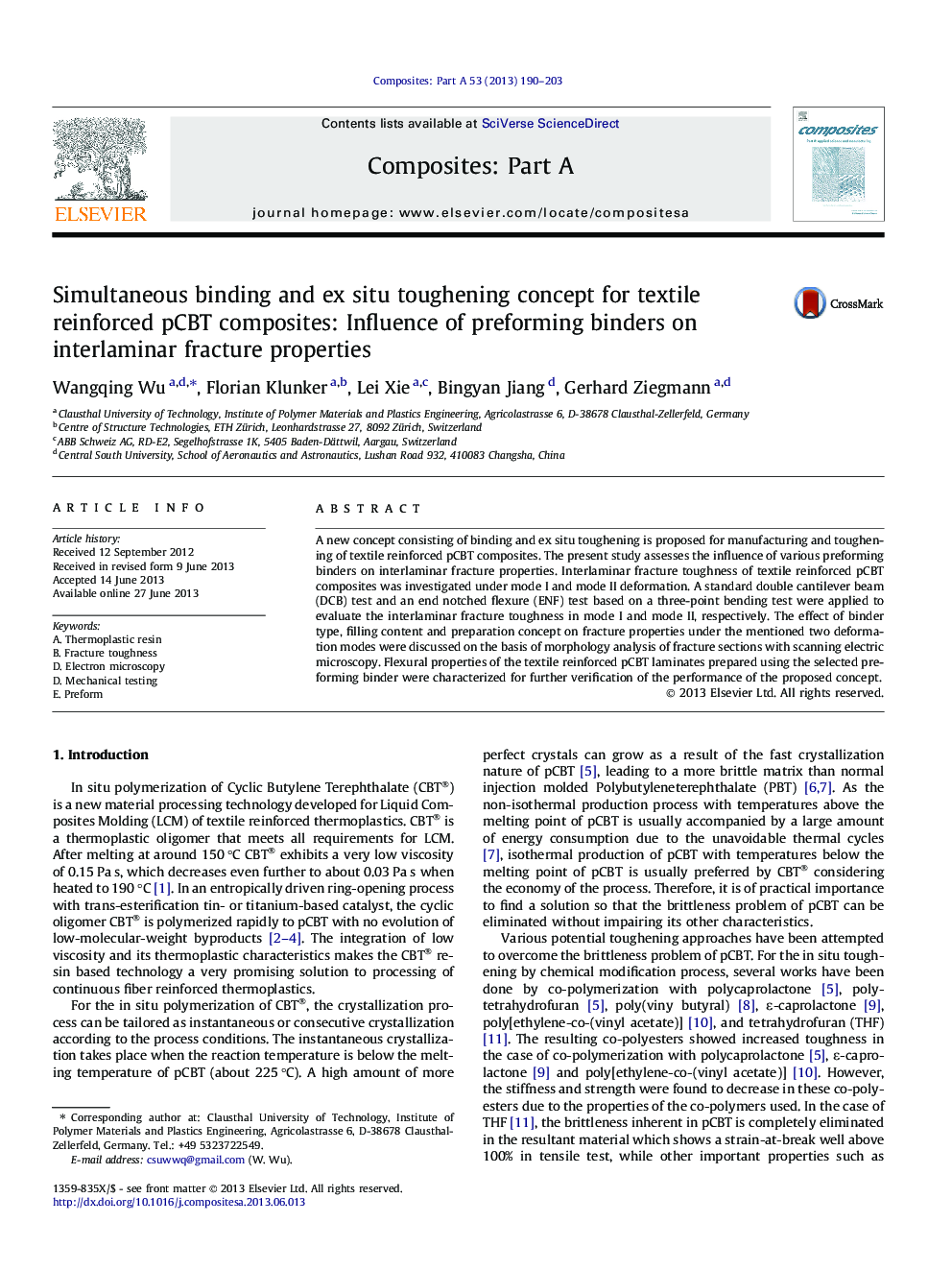 Simultaneous binding and ex situ toughening concept for textile reinforced pCBT composites: Influence of preforming binders on interlaminar fracture properties