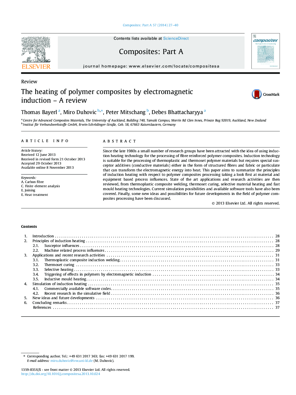 The heating of polymer composites by electromagnetic induction – A review