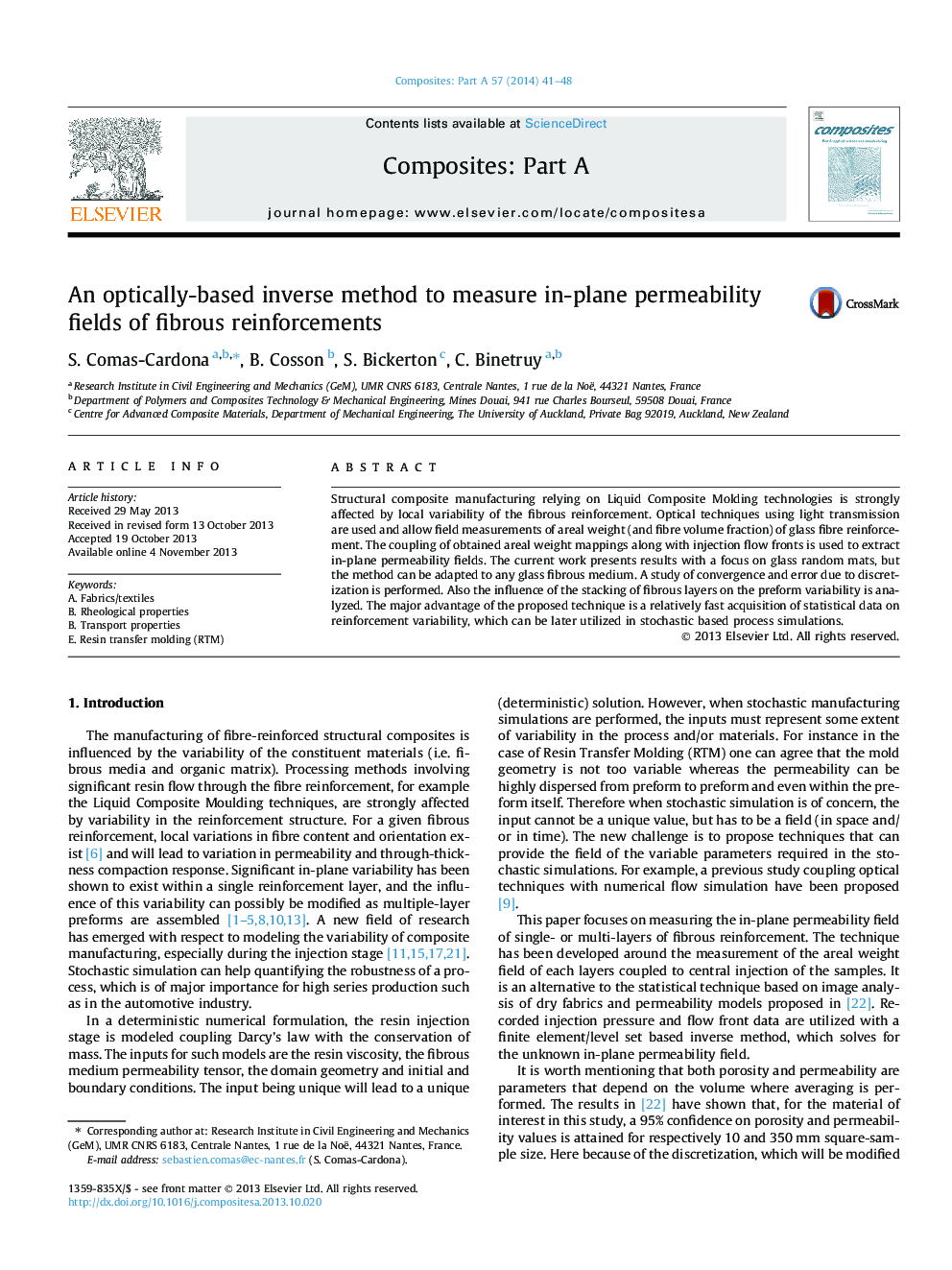 An optically-based inverse method to measure in-plane permeability fields of fibrous reinforcements