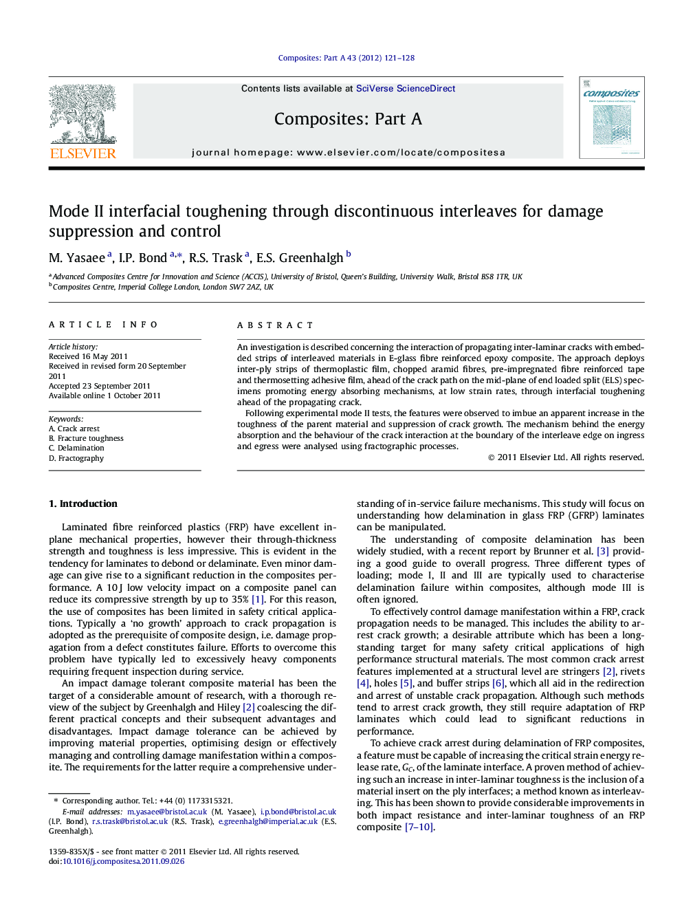 Mode II interfacial toughening through discontinuous interleaves for damage suppression and control