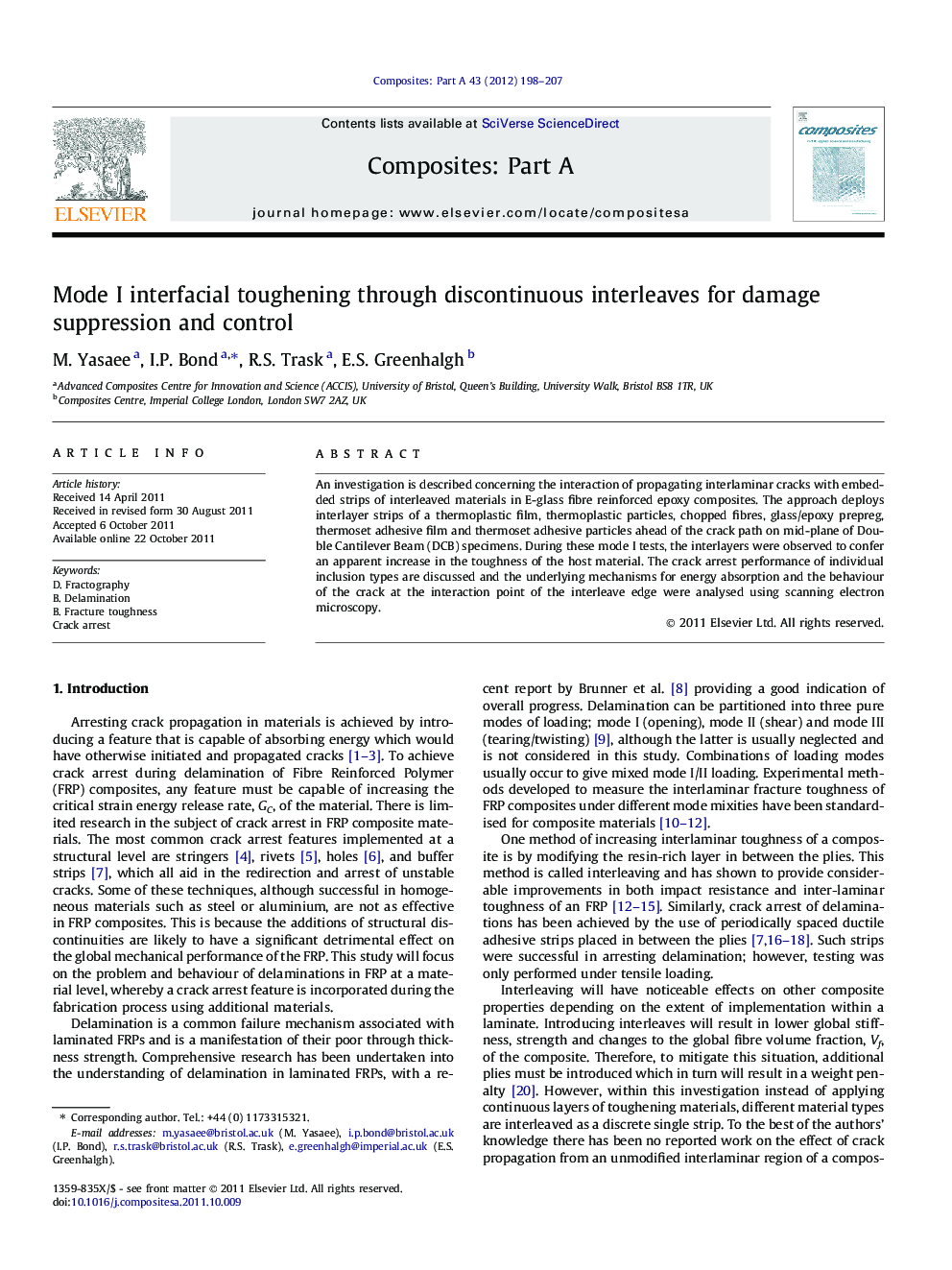 Mode I interfacial toughening through discontinuous interleaves for damage suppression and control