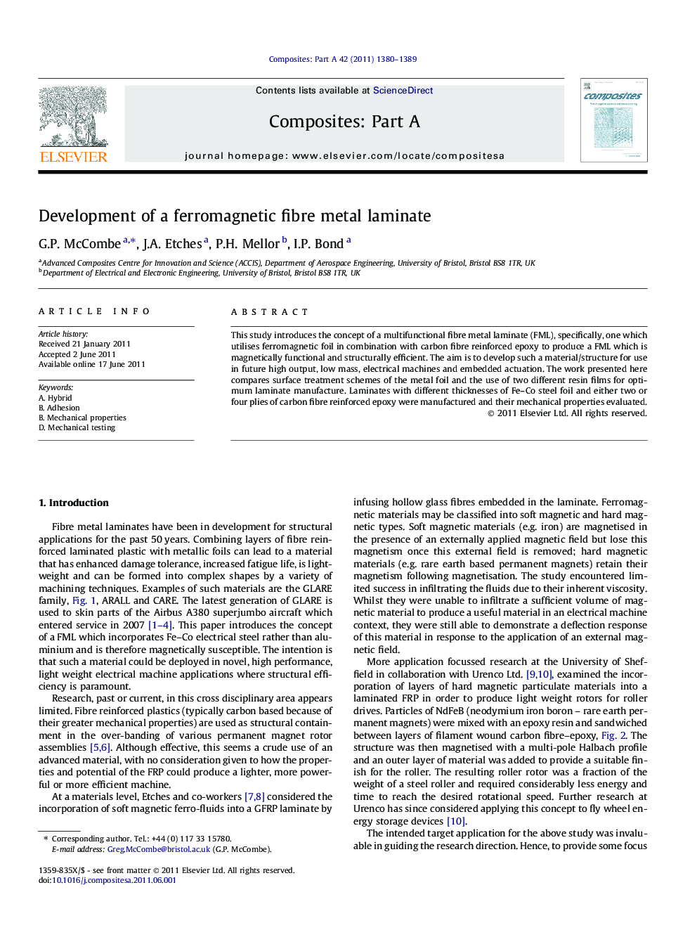 Development of a ferromagnetic fibre metal laminate