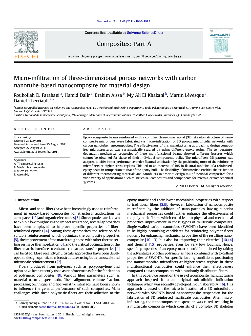 Micro-infiltration of three-dimensional porous networks with carbon nanotube-based nanocomposite for material design