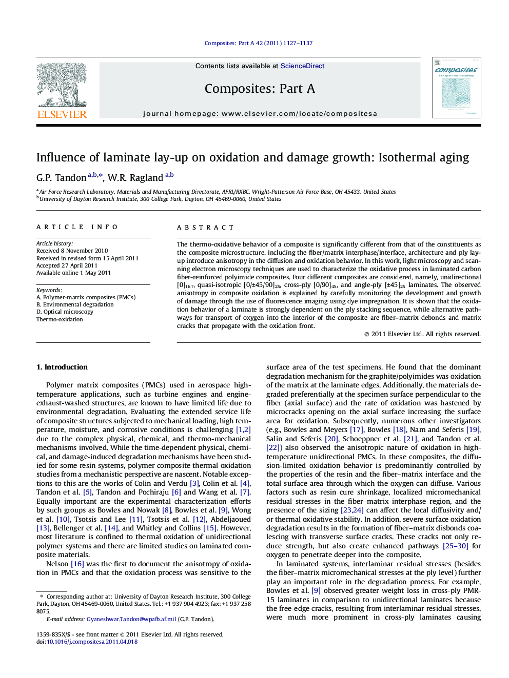 Influence of laminate lay-up on oxidation and damage growth: Isothermal aging