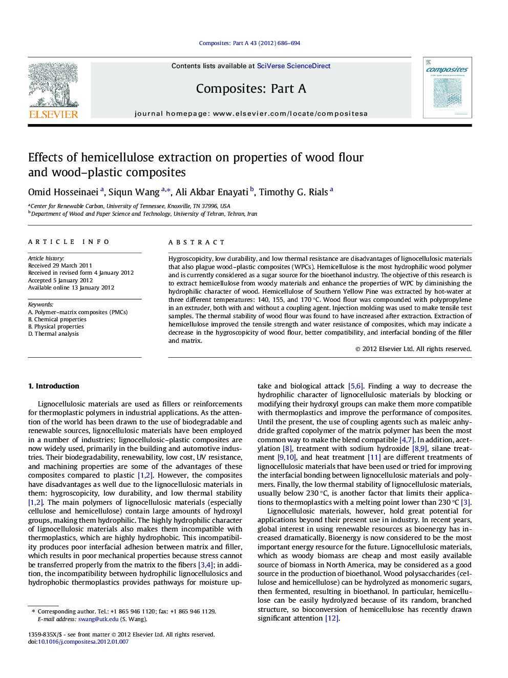 Effects of hemicellulose extraction on properties of wood flour and wood–plastic composites