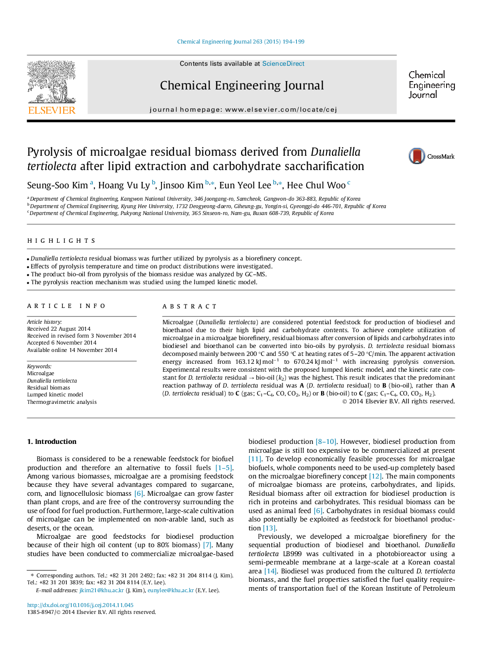 Pyrolysis of microalgae residual biomass derived from Dunaliella tertiolecta after lipid extraction and carbohydrate saccharification