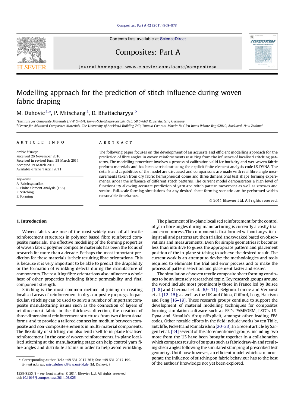 Modelling approach for the prediction of stitch influence during woven fabric draping