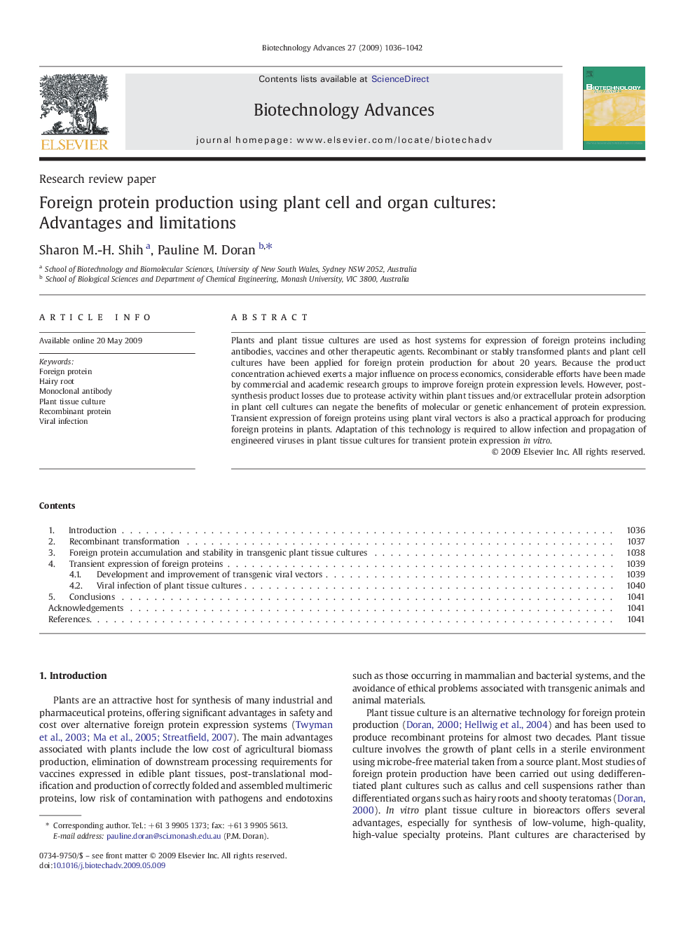 Foreign protein production using plant cell and organ cultures: Advantages and limitations