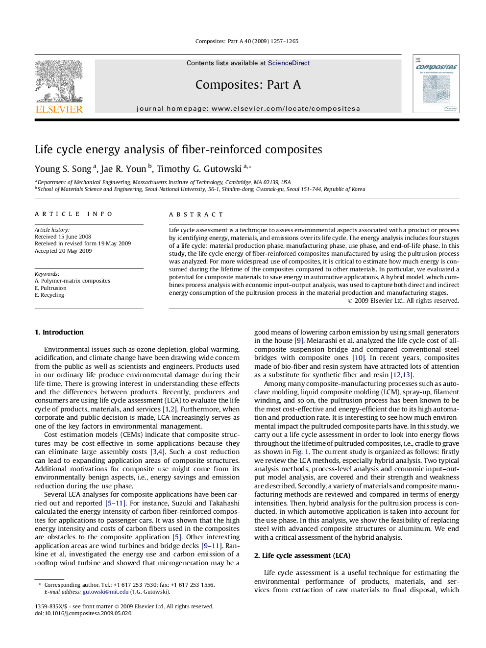 Life cycle energy analysis of fiber-reinforced composites