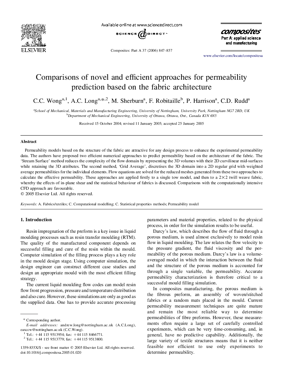 Comparisons of novel and efficient approaches for permeability prediction based on the fabric architecture