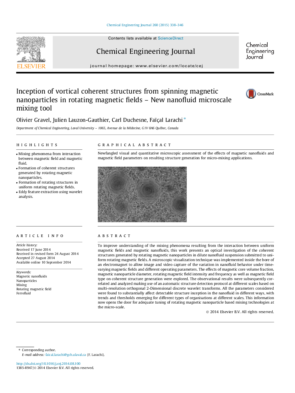 Inception of vortical coherent structures from spinning magnetic nanoparticles in rotating magnetic fields – New nanofluid microscale mixing tool