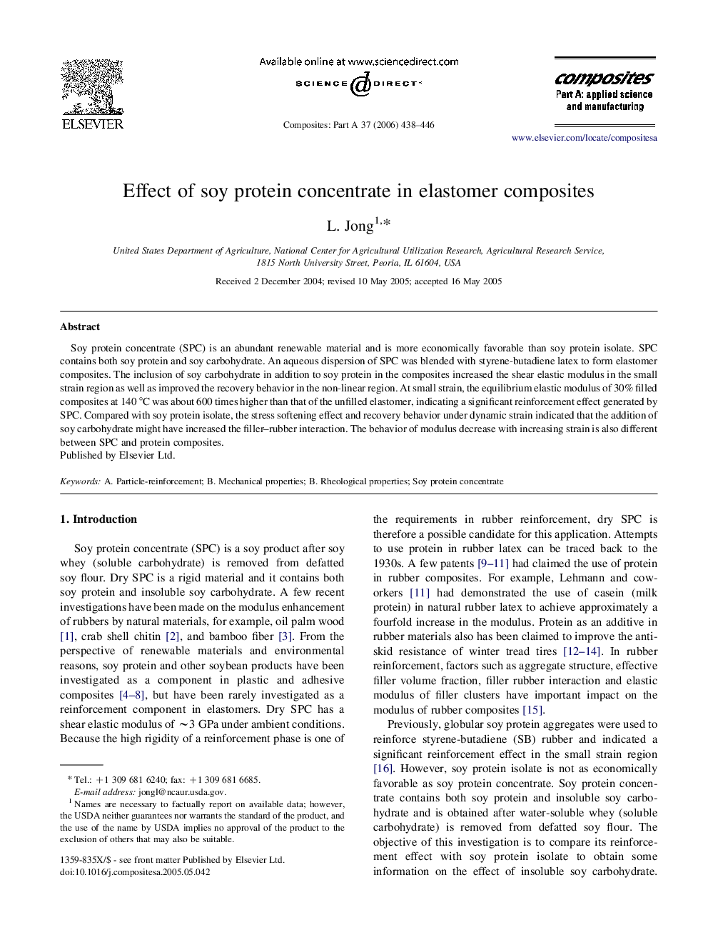 Effect of soy protein concentrate in elastomer composites