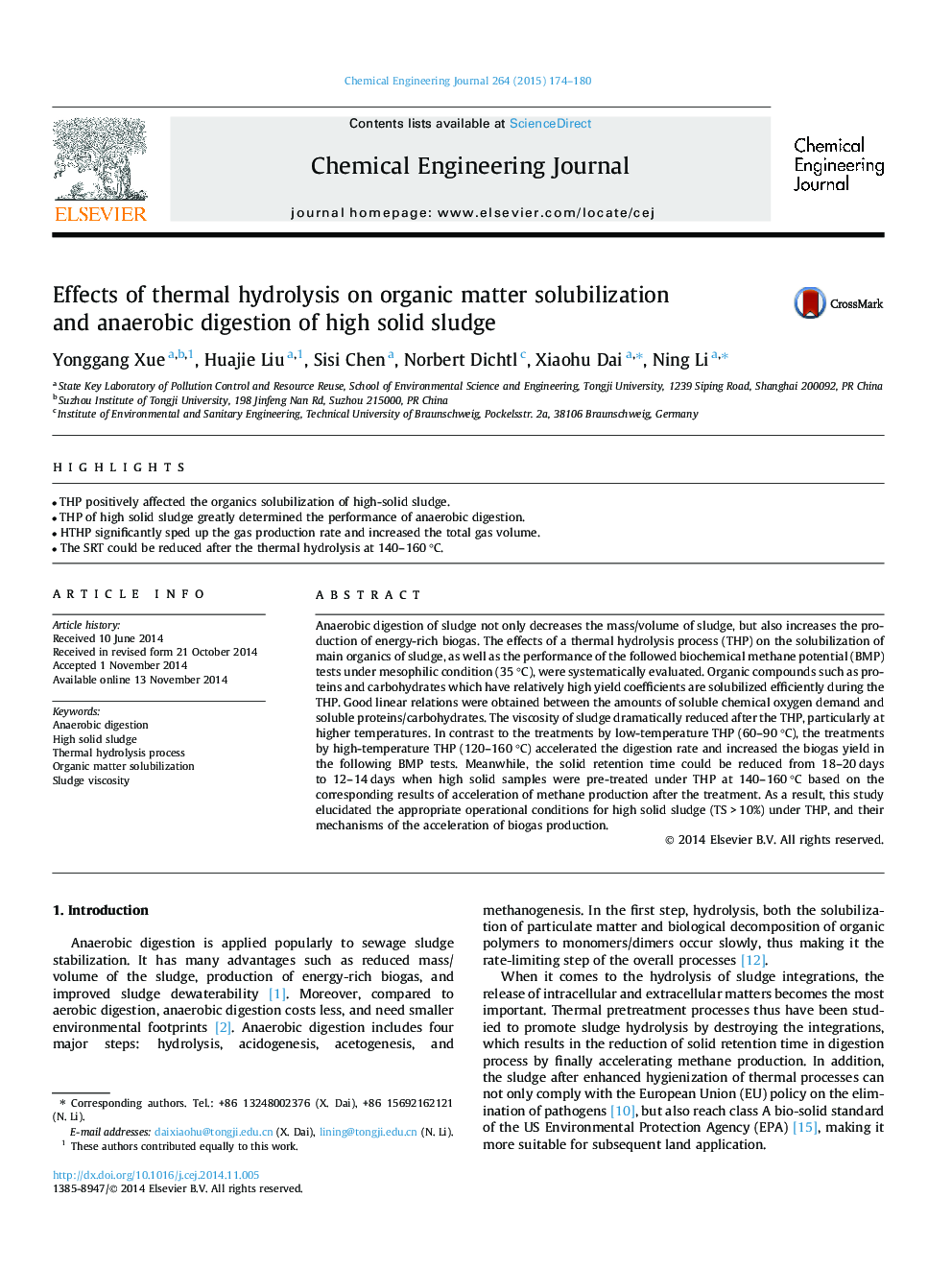 Effects of thermal hydrolysis on organic matter solubilization and anaerobic digestion of high solid sludge