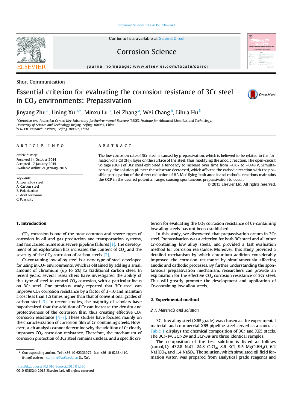 Essential criterion for evaluating the corrosion resistance of 3Cr steel in CO2 environments: Prepassivation