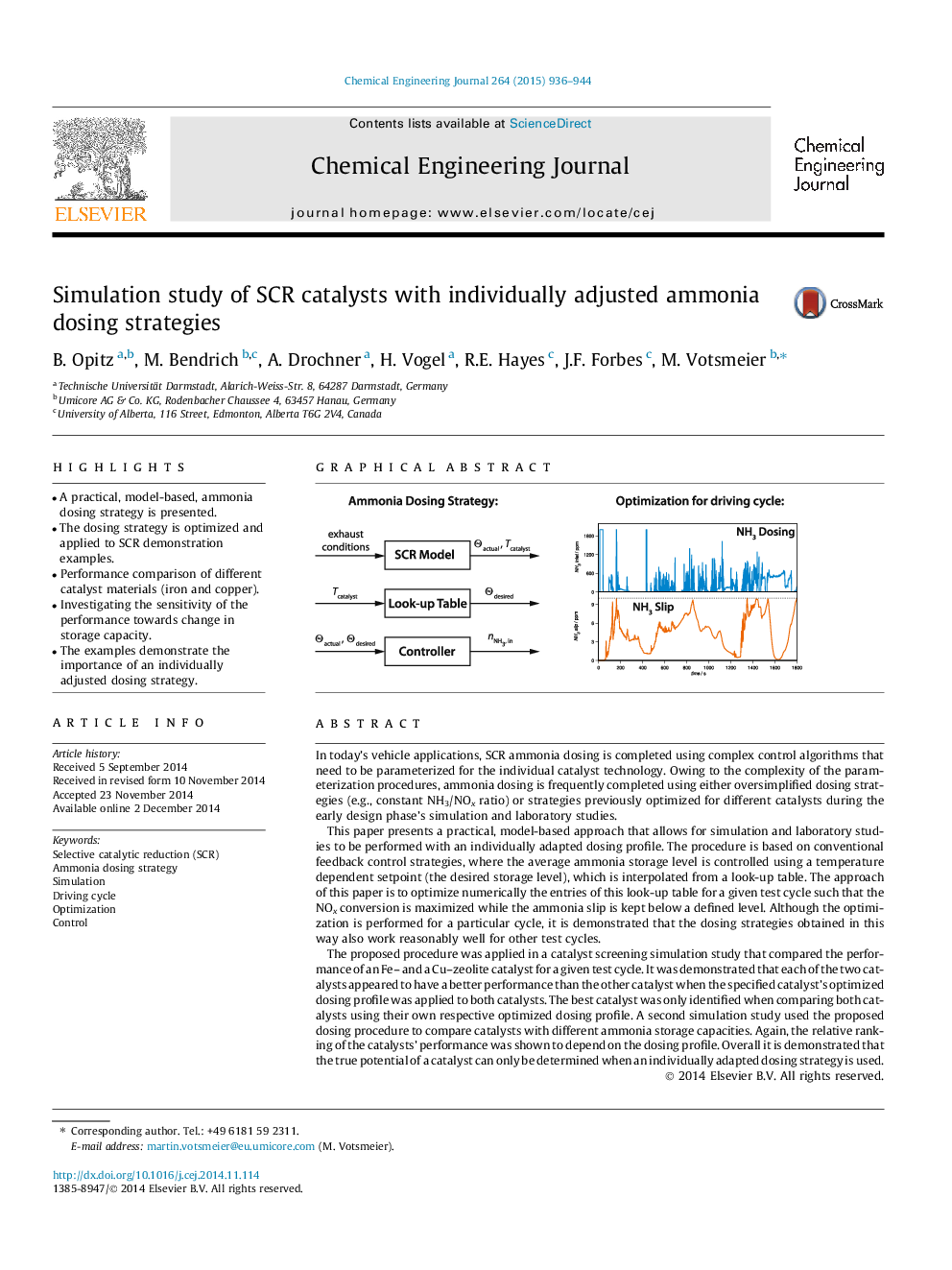 Simulation study of SCR catalysts with individually adjusted ammonia dosing strategies