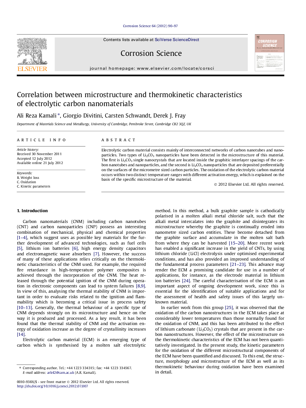 Correlation between microstructure and thermokinetic characteristics of electrolytic carbon nanomaterials