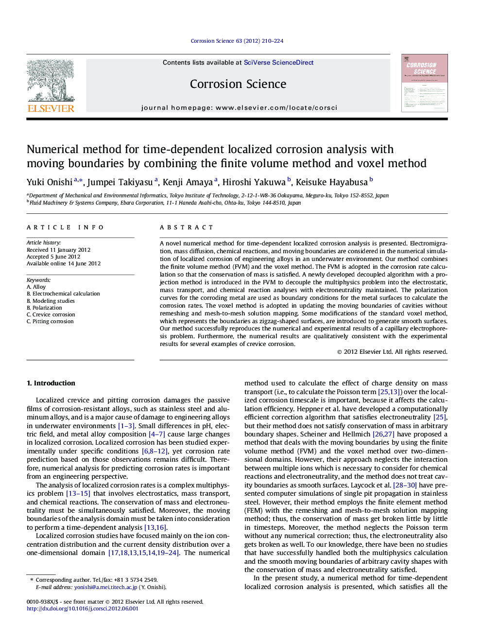 Numerical method for time-dependent localized corrosion analysis with moving boundaries by combining the finite volume method and voxel method