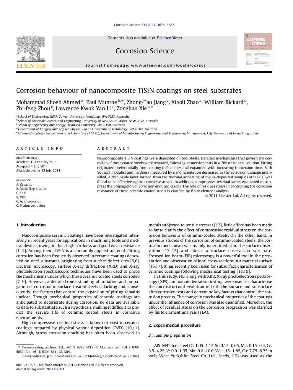 Corrosion behaviour of nanocomposite TiSiN coatings on steel substrates