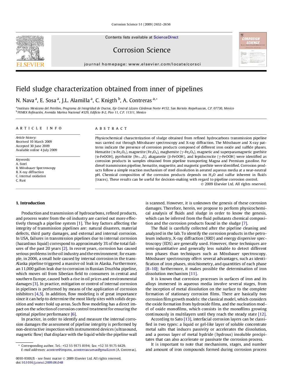 Field sludge characterization obtained from inner of pipelines