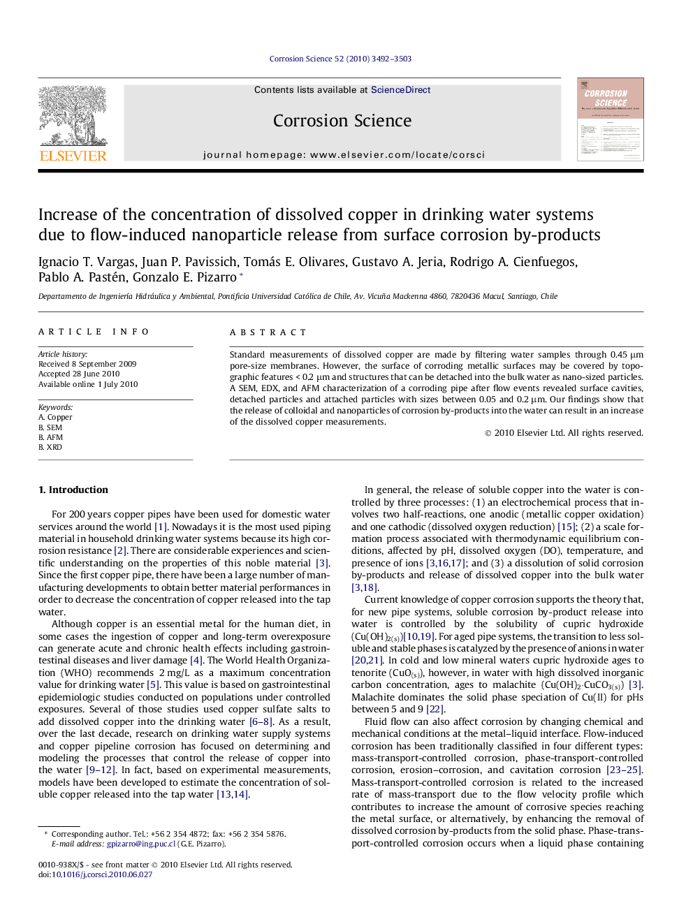 Increase of the concentration of dissolved copper in drinking water systems due to flow-induced nanoparticle release from surface corrosion by-products