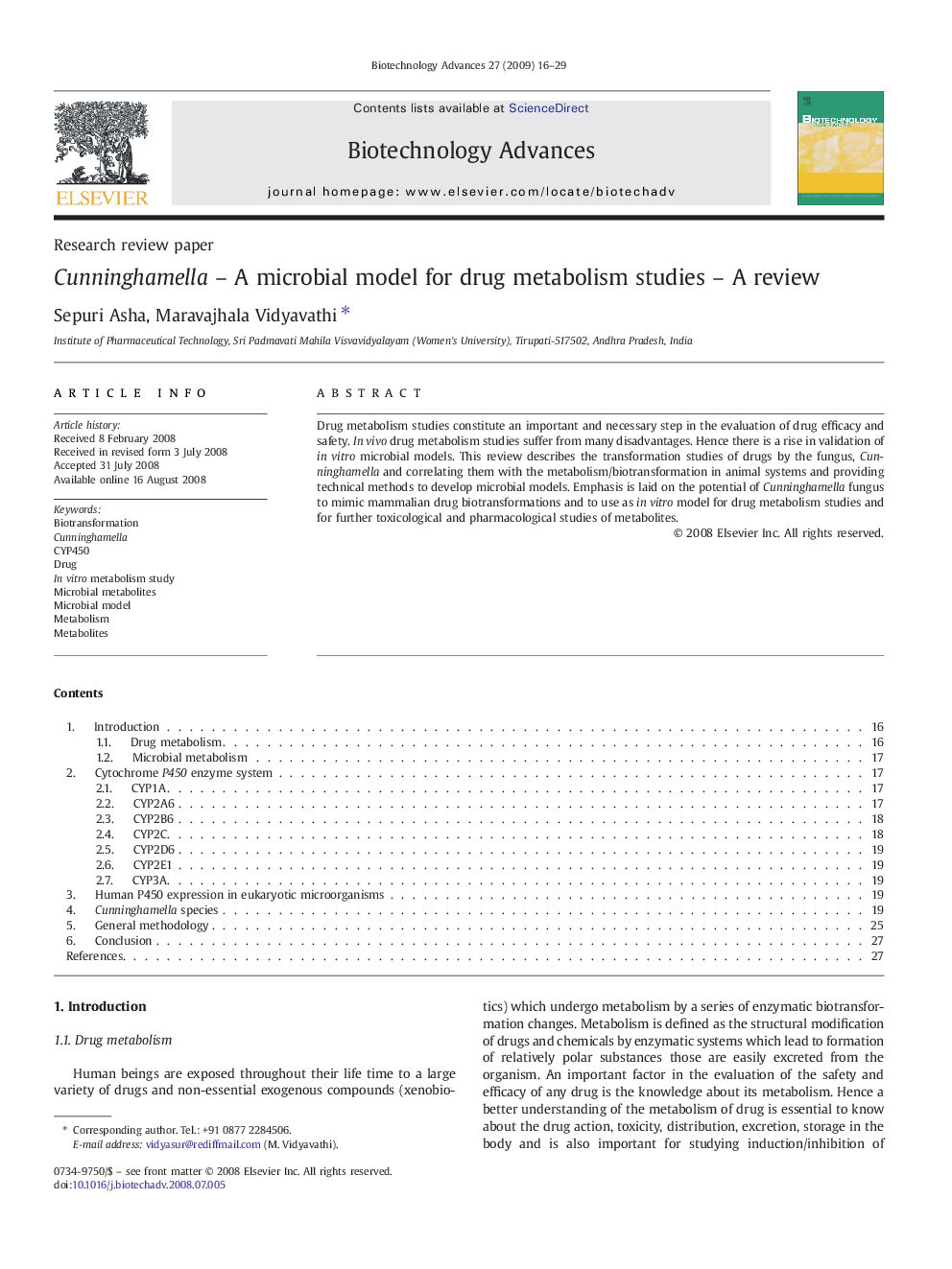 Cunninghamella – A microbial model for drug metabolism studies – A review