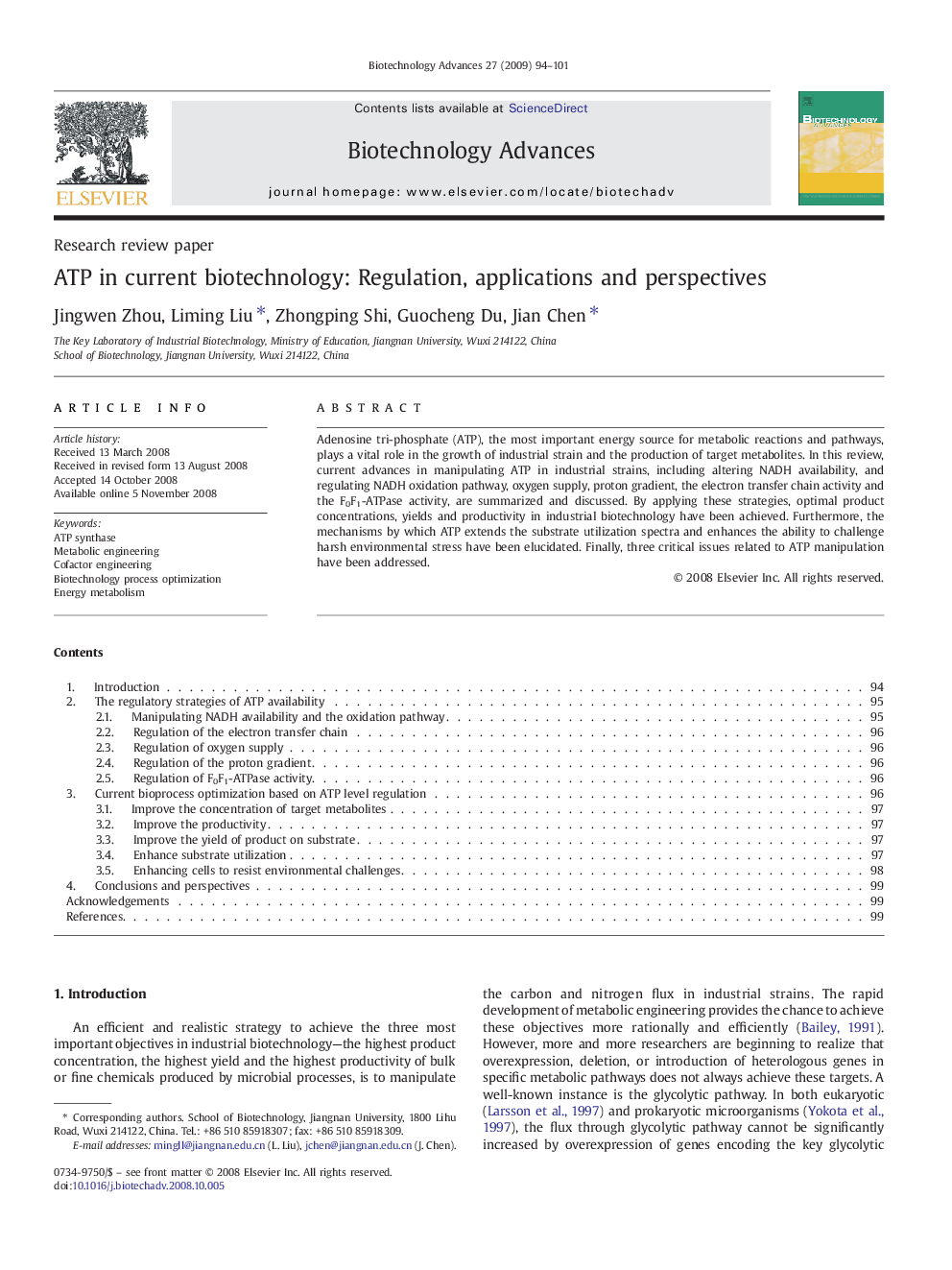 ATP in current biotechnology: Regulation, applications and perspectives