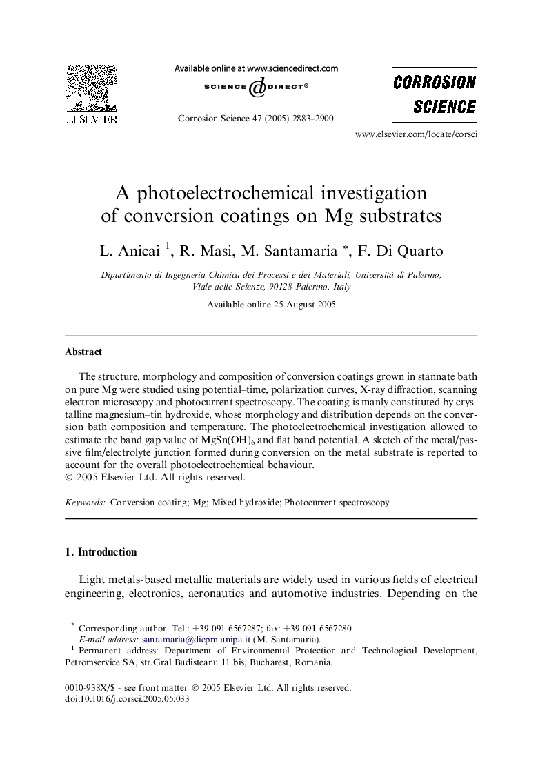 A photoelectrochemical investigation of conversion coatings on Mg substrates