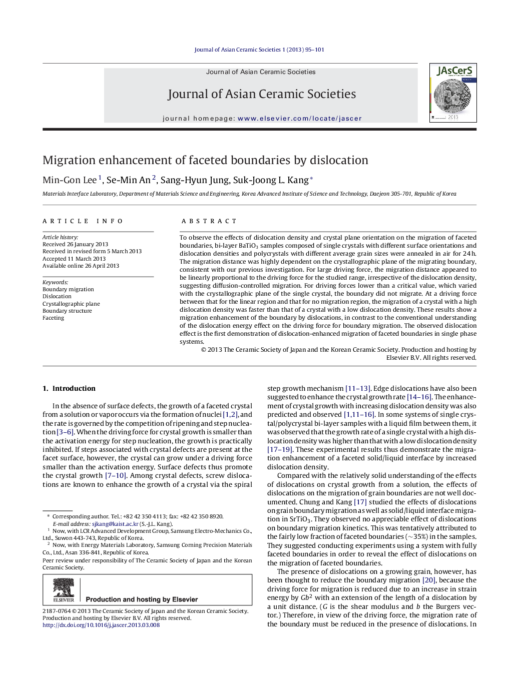 Migration enhancement of faceted boundaries by dislocation 