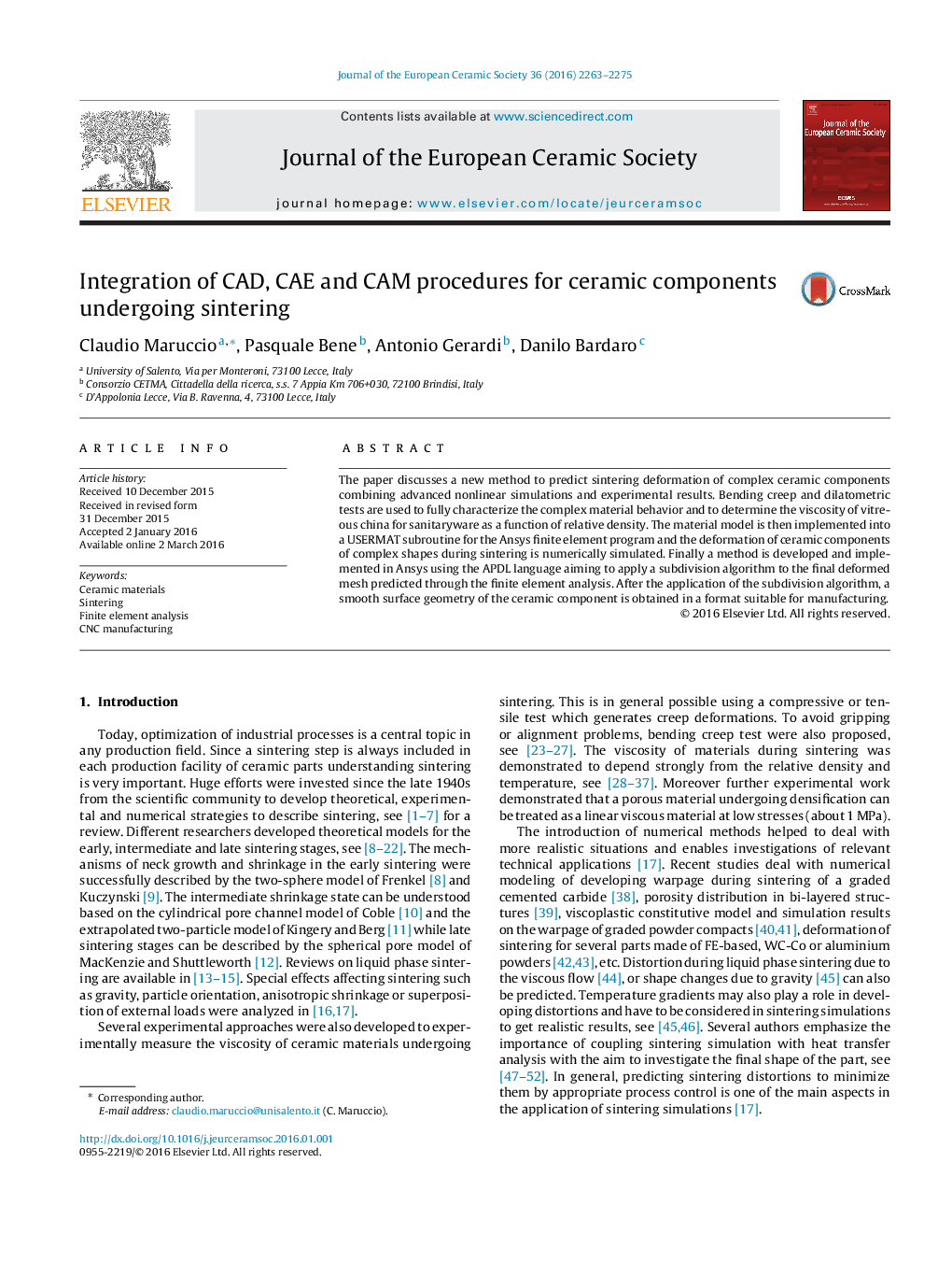 Integration of CAD, CAE and CAM procedures for ceramic components undergoing sintering