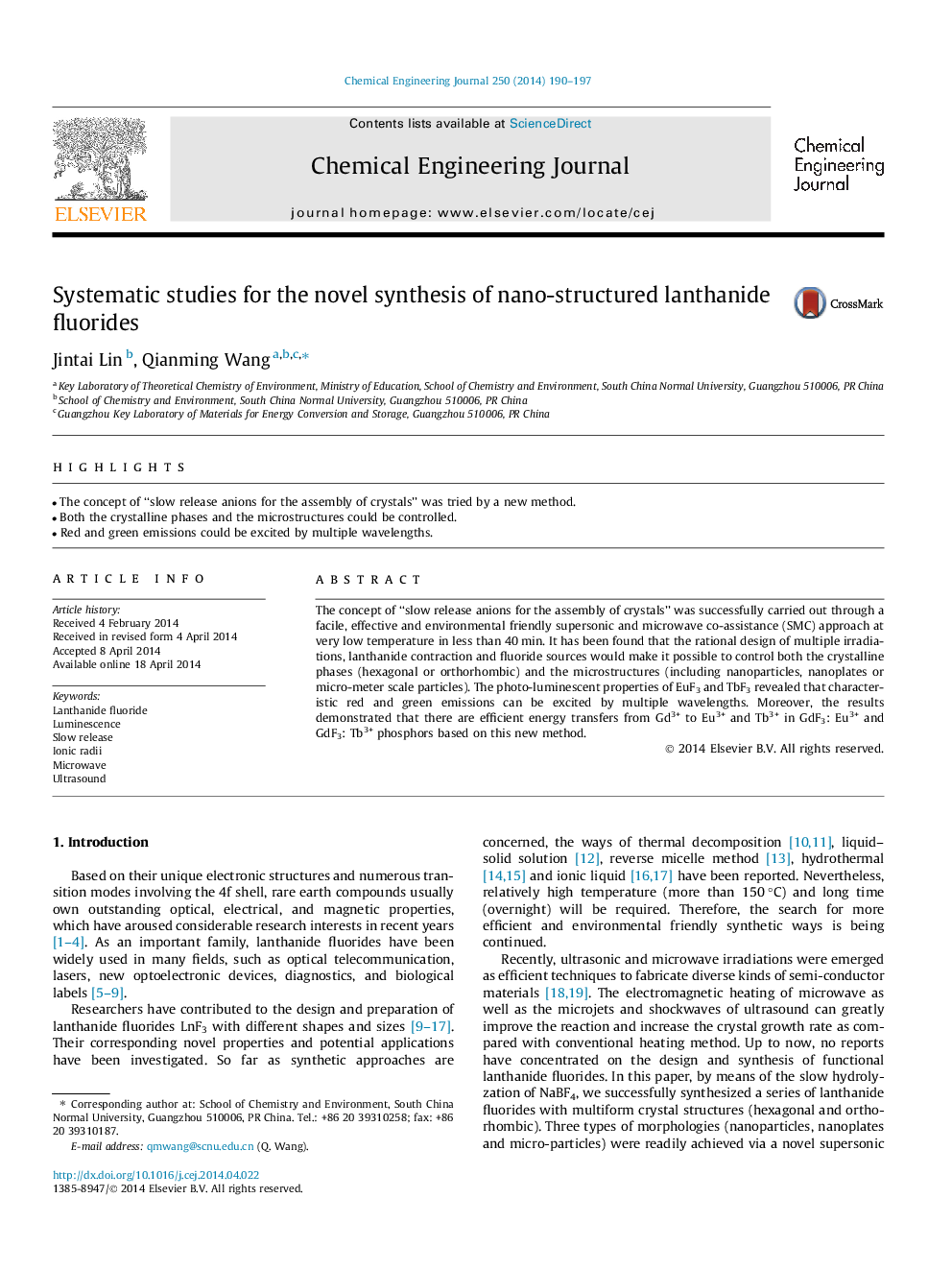 Systematic studies for the novel synthesis of nano-structured lanthanide fluorides