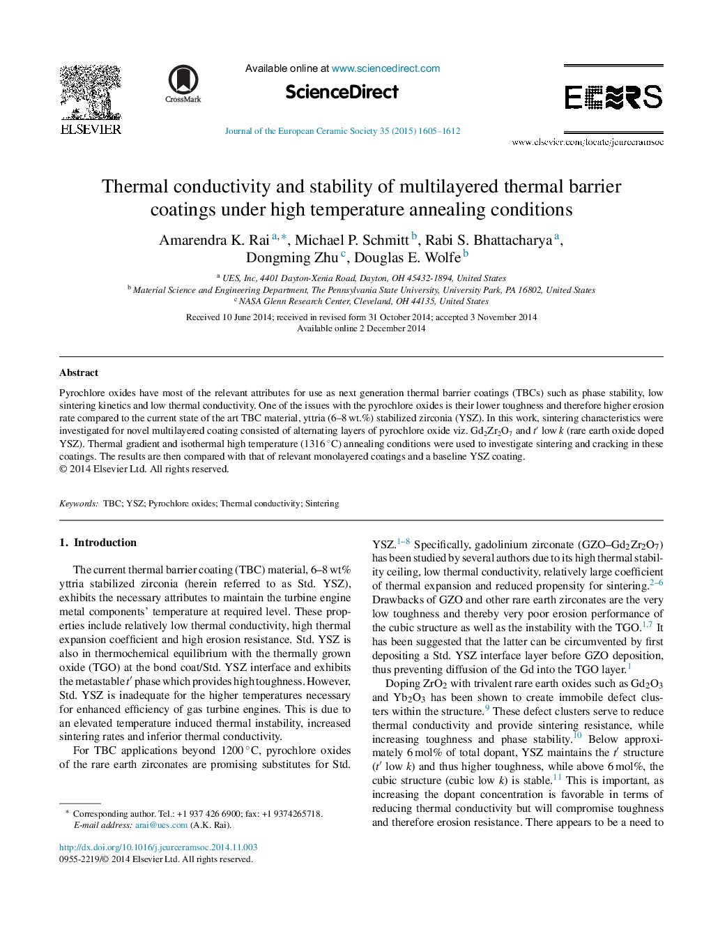 Thermal conductivity and stability of multilayered thermal barrier coatings under high temperature annealing conditions