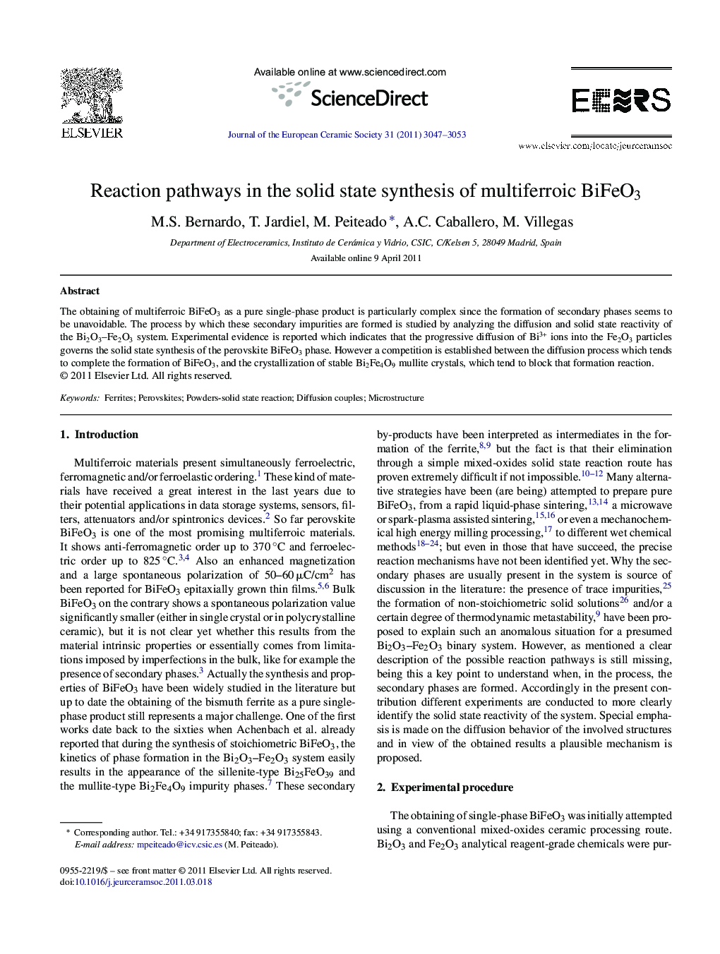 Reaction pathways in the solid state synthesis of multiferroic BiFeO3