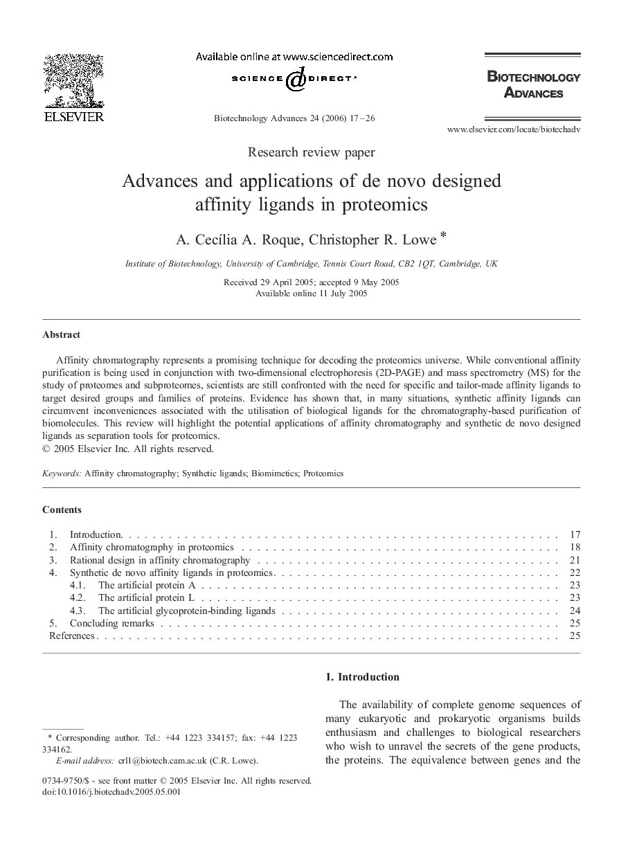 Advances and applications of de novo designed affinity ligands in proteomics