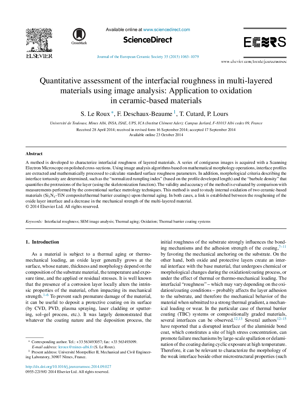 ارزیابی کمی از زبری انسجام در مواد چند لایه با استفاده از تحلیل تصویر: کاربرد اکسیداسیون در مواد سرامیکی 