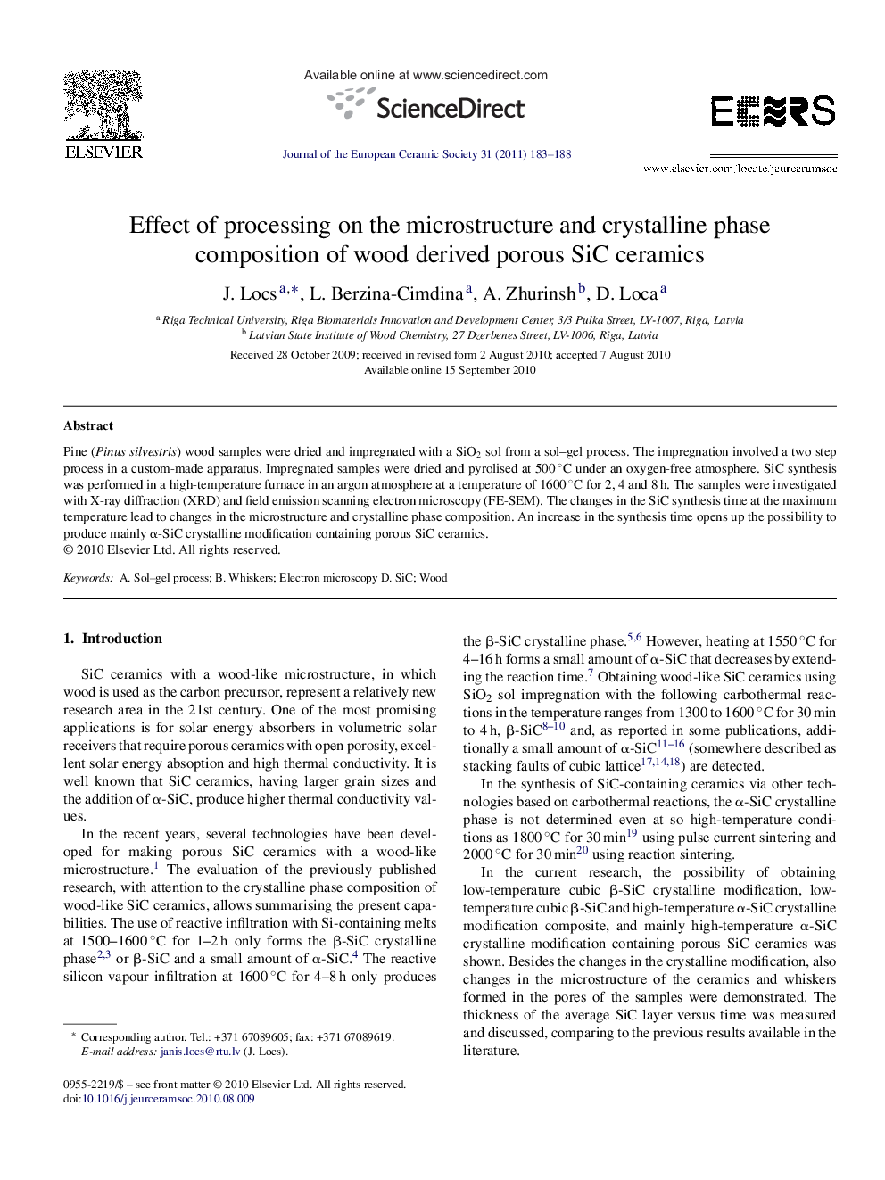 Effect of processing on the microstructure and crystalline phase composition of wood derived porous SiC ceramics